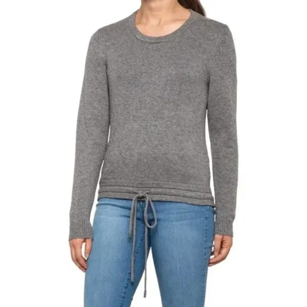 Heartloom Crew Neck Tie Waist Sweater Beige Color
